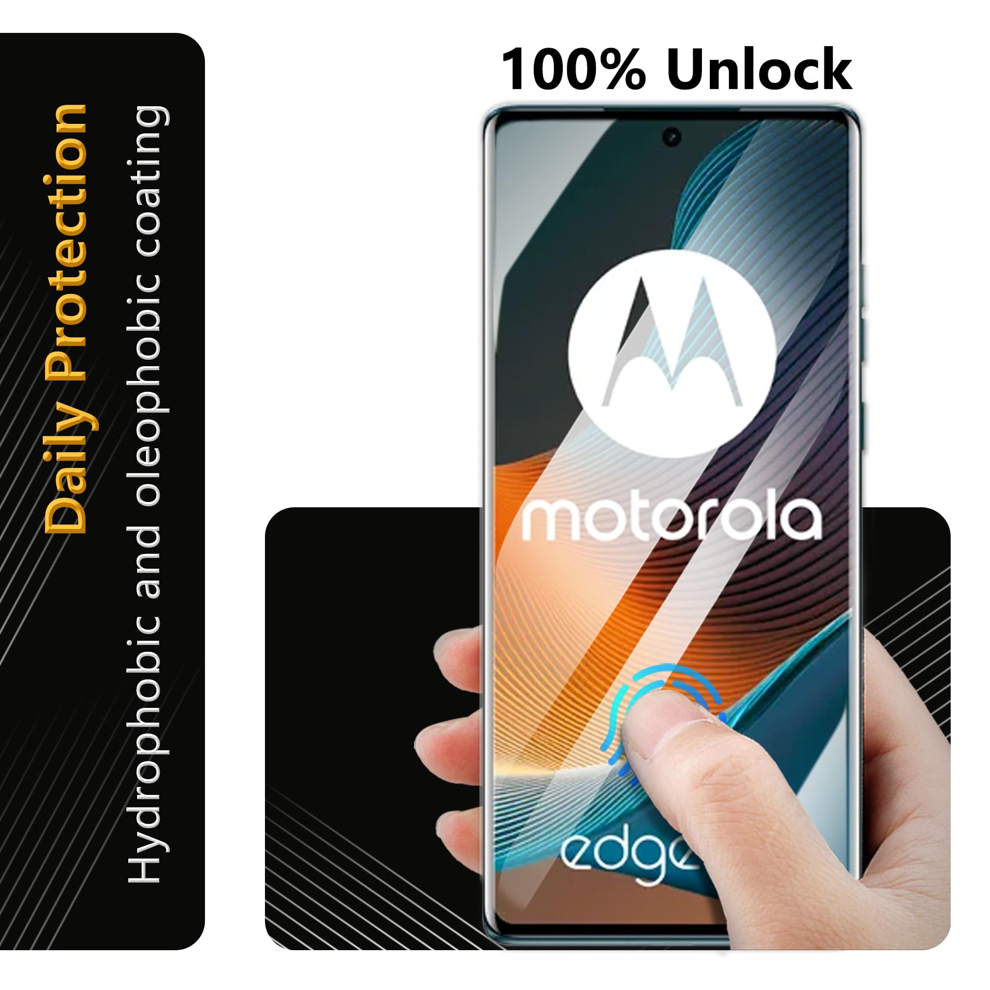 UZWZW (3+3) Vetro Temperato Per Motorola Edge 2022 - Protezione Schermo E Fotocamera 9H HD