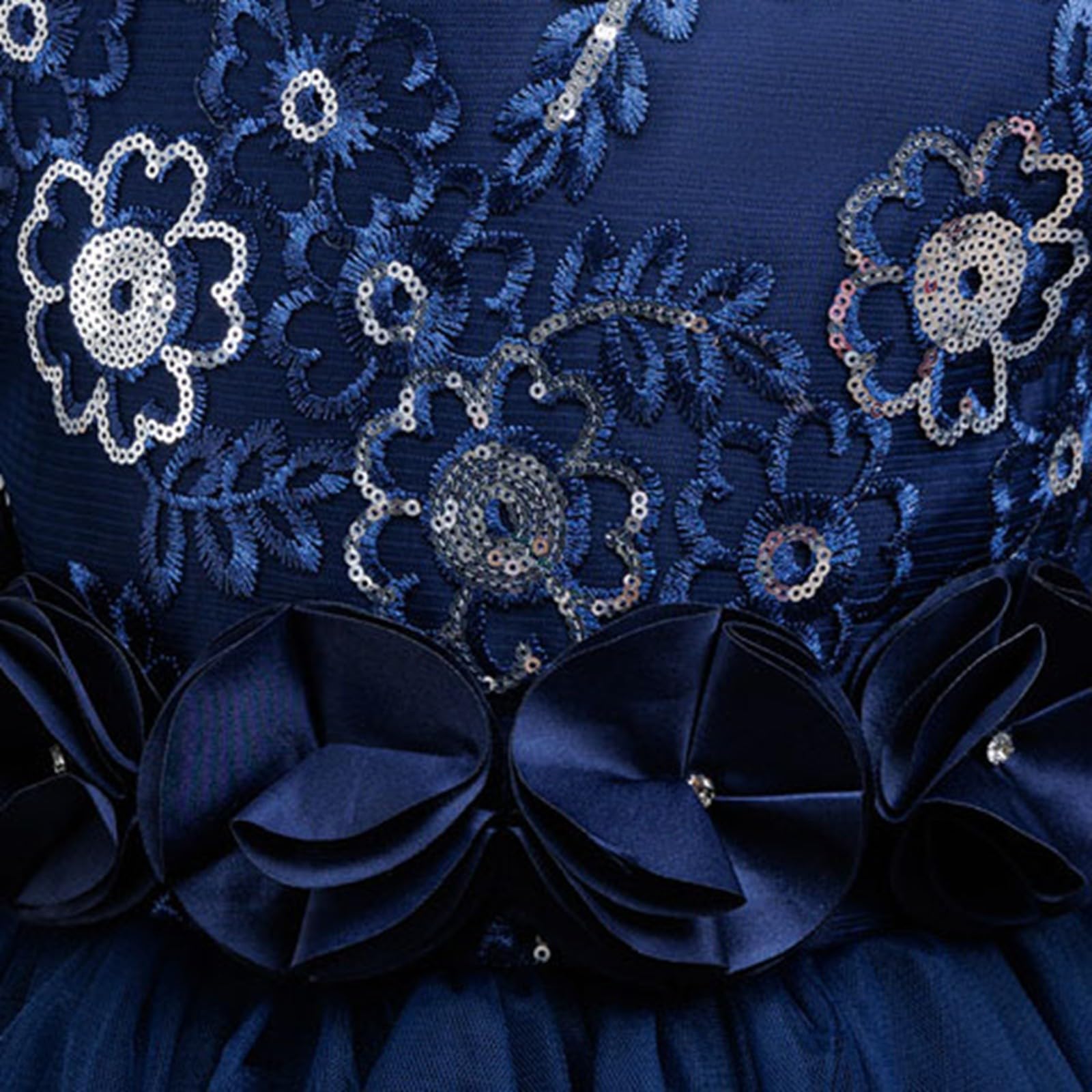 Vestido sin Mangas con Bordado Floral para niñas, Ideal para Bodas, Fiestas de cumpleaños, de Punto piqué, Cintura elástica y Ligero, Ideal para Uso Diario, colección Casual