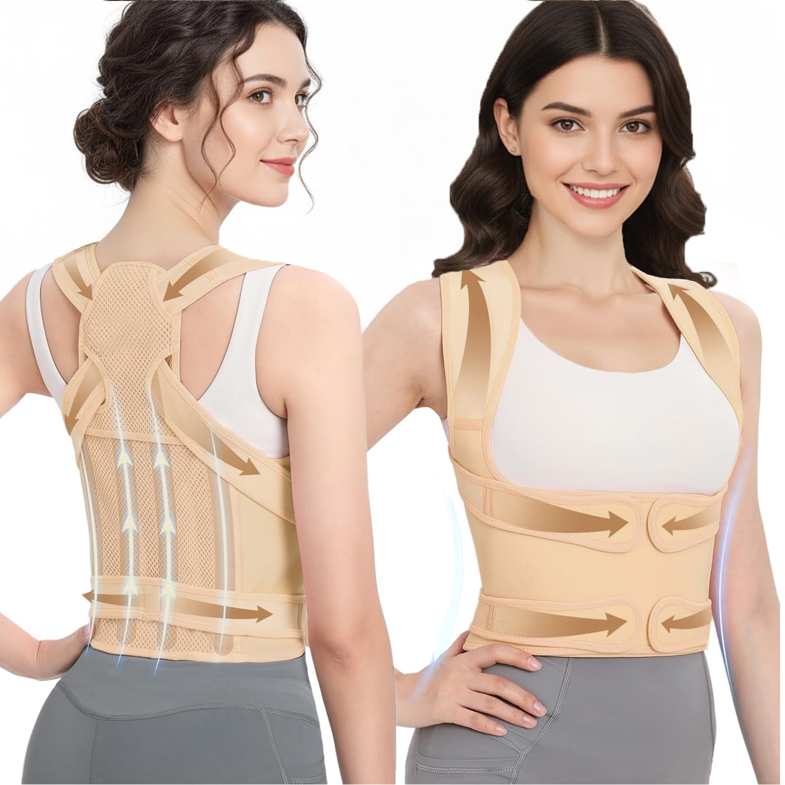 Posture Corrector for Women Men Adjustable Back Brace with Full Back Support Shoulder Straightener for Spine Alignment Scoliosis