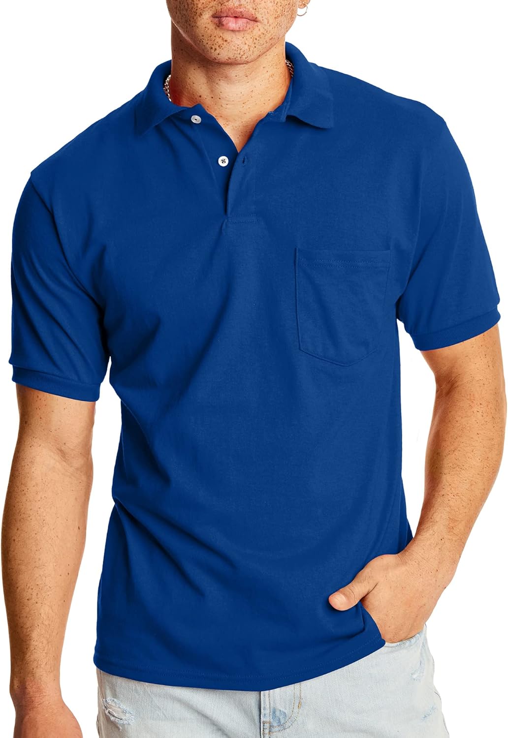 Hanes camisa tipo polo de jersey manga corta para hombre (2 unidades)