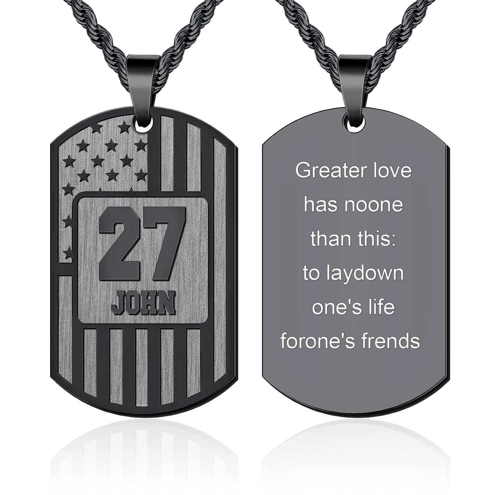 Dreamdecor Custom Number Name Necklace for Men Stainless Steel Personlized Baseball Dog Tag Chain Engrave Text Plate Necklace Pendant Jewelry Gifts