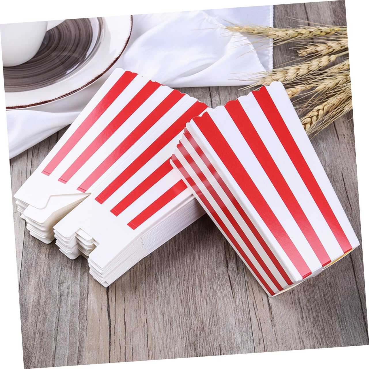 Garneck 10Pcs Popcorn Boxes with Stripe Patterns Treat Containers Nights Showers and and Design for Snacks and Goodies