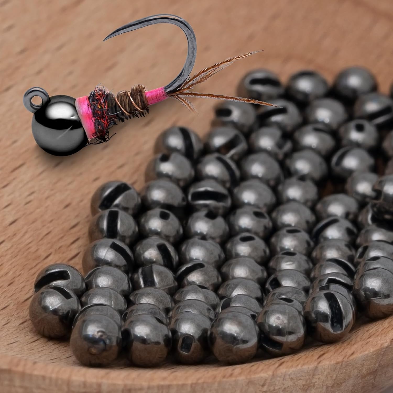 100pcs Tungsten Slotted Fly Tying Beads, 3 Colors & 13 Sizes (1.5-6.4mm), Fast Sinking for Nymphs, Wooly Buggers – Fly Fishing Beads Kit