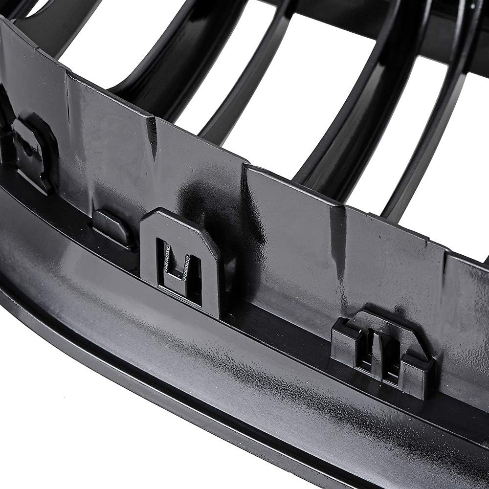 Astra Depot Gloss Black Dual Slats Front Kidney Grille Compatible For BMW M6 F06 F12 F13 640i 650i Coupe 2012-2018