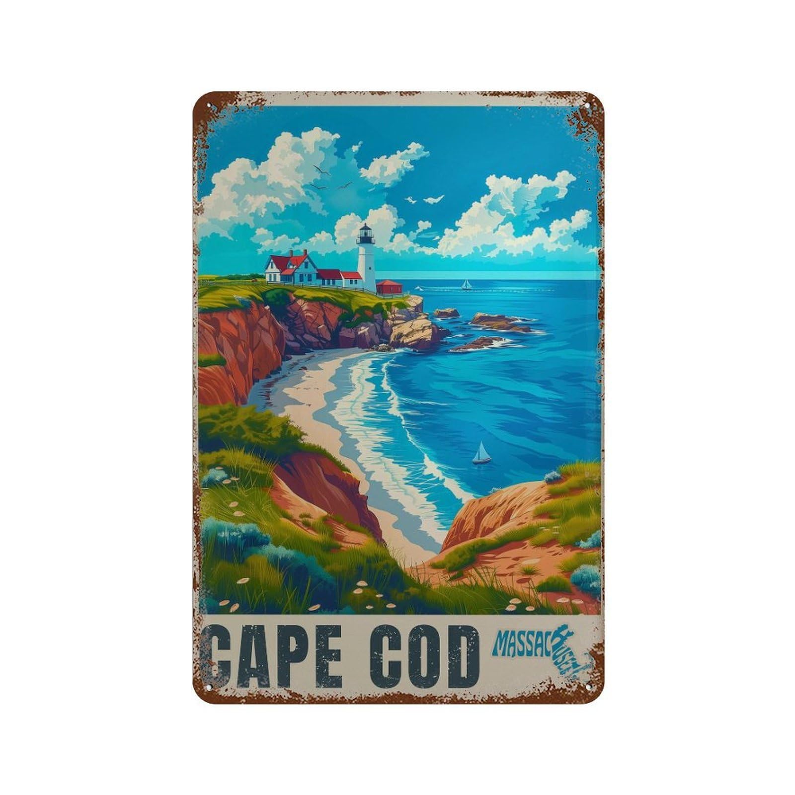 xiaoxiaoshen Cape Cod Travel Massachusetts Coastal (2) Wall Decor Art Metal Tin Poster Modern Home Decor Art Home Bar Shop Decorations Vintage Sign 30x20cm