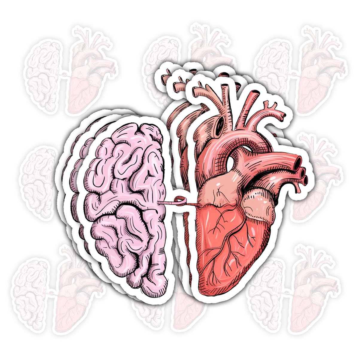 Photo 1 of (3pcs-3in) Brain Heart Therapist Sticker Mental Health Medical Stickers