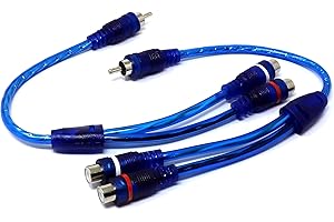 iexcell RCA Splitter Female to 2 Male Shielding Adapter Cable, Blue