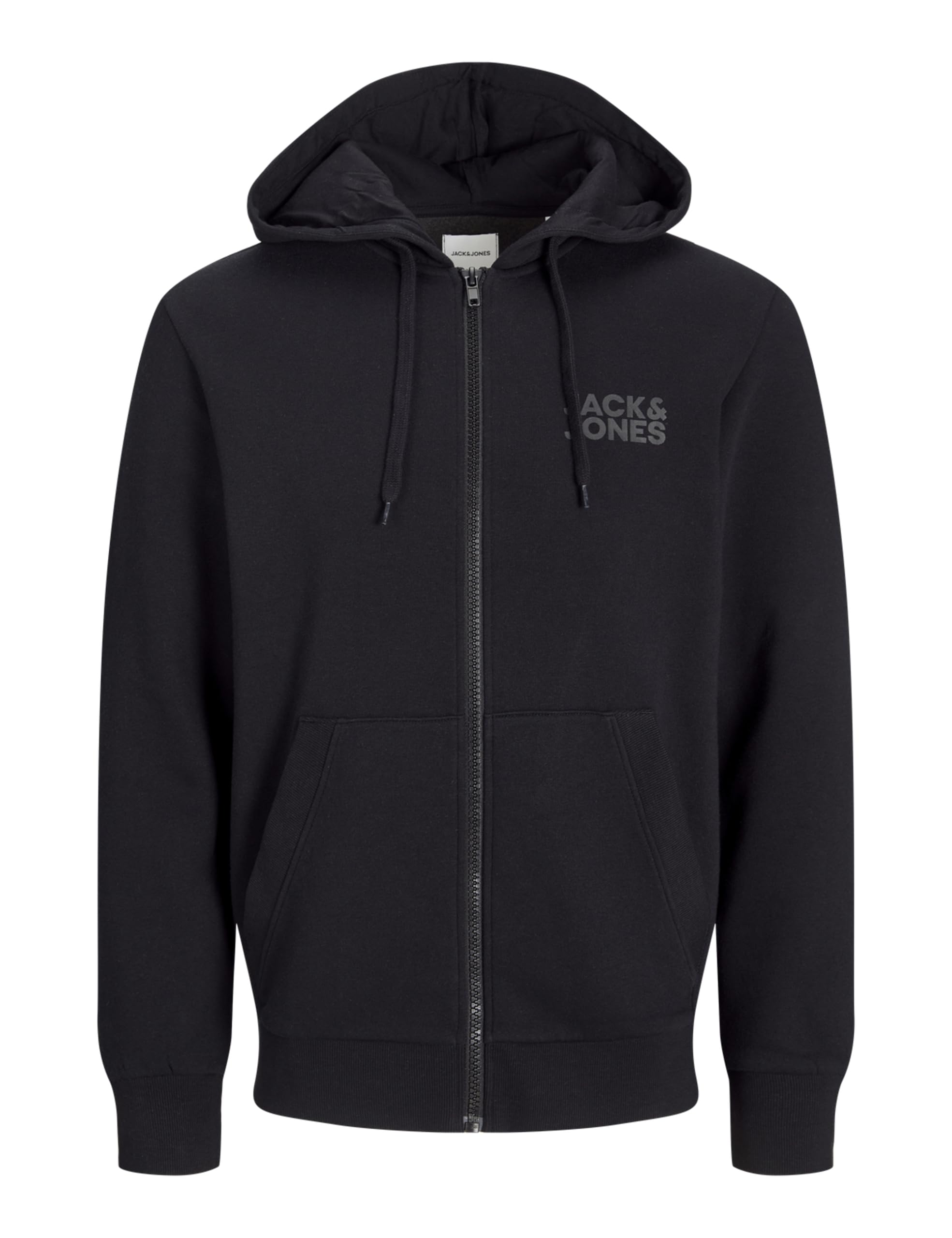 JACK & JONES Men's Jjecorp Logo Sweat Zip Hood, Black, L