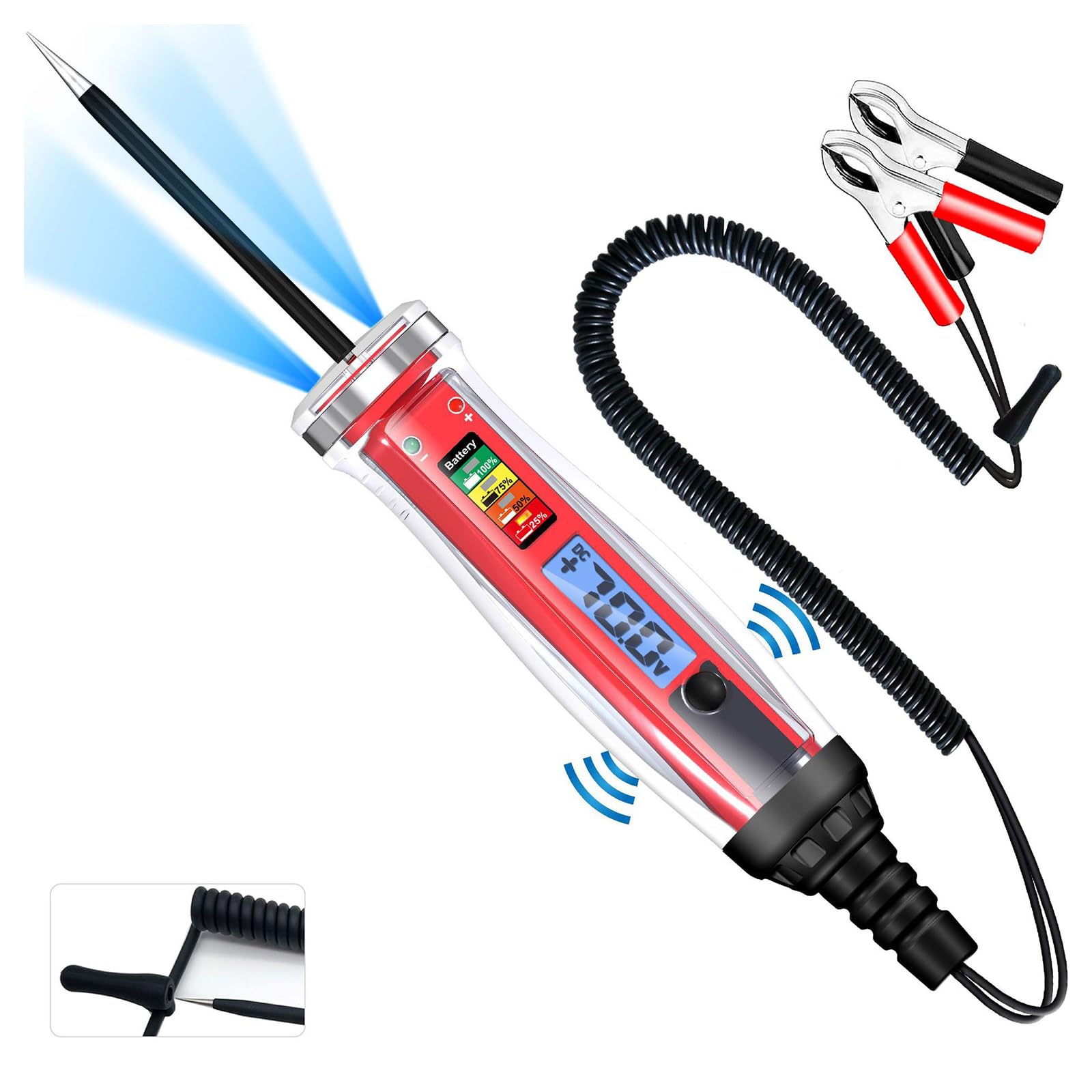 Circuito automobilistico tester batteria con filo a molla esteso Sonde diagnostiche automatiche Penna prova Tensioni per camion Strumento diagnostico per auto