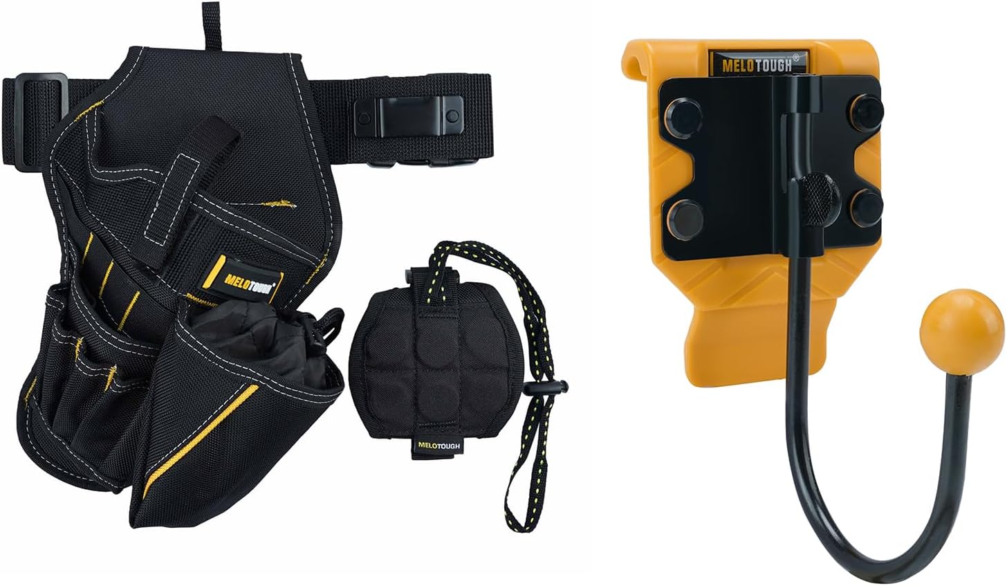 MELOTOUGH Right Handed Impact Holster 3-in-1 Drill Holster Combo with Magnetic Wristband, Tool Belt Hook