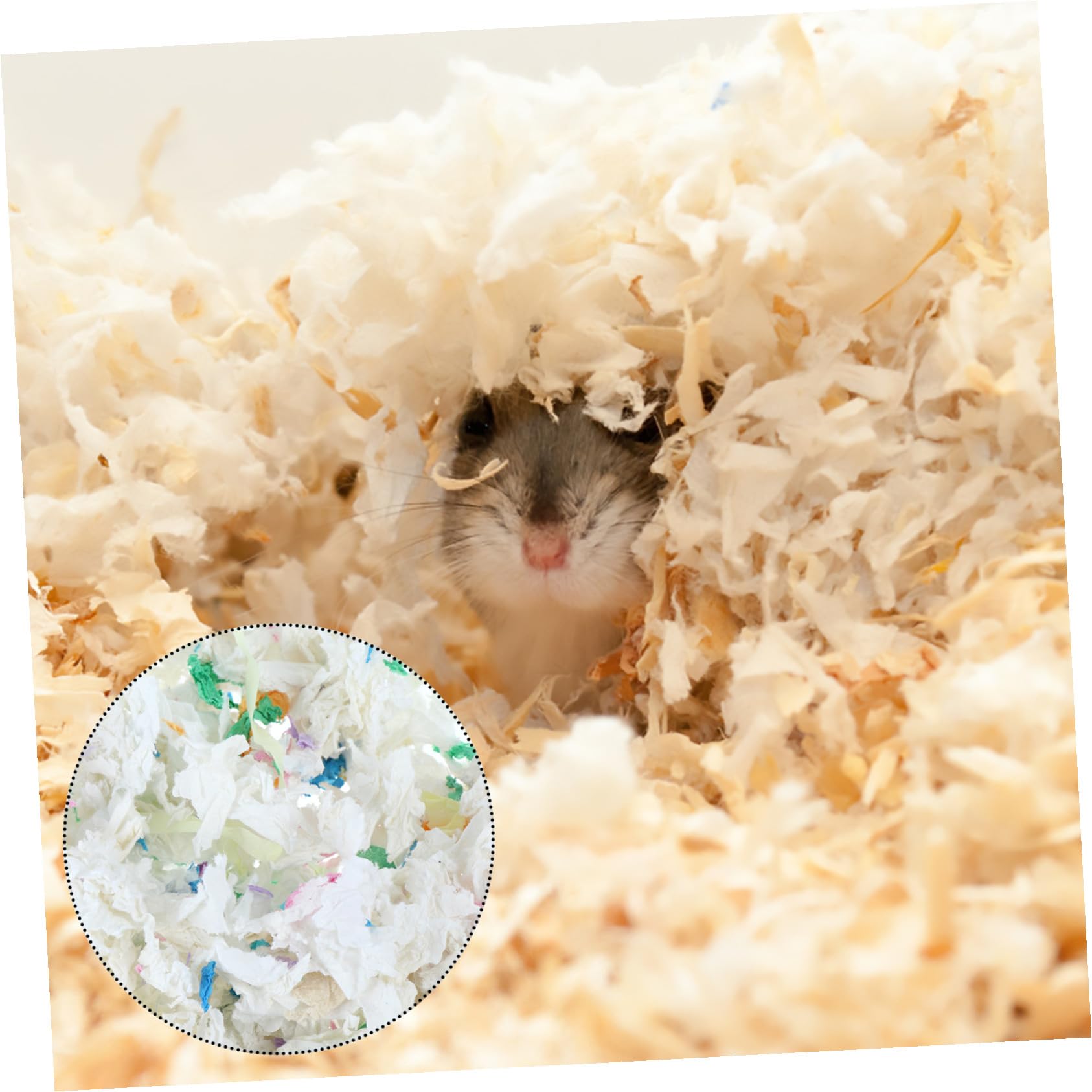 Einstreu 450g Beutel für Hamsterkäfige aus Saugfähigem Papier Verhindert Feuchtigkeit und Gerüche für Hamster und Meerschweinchen
