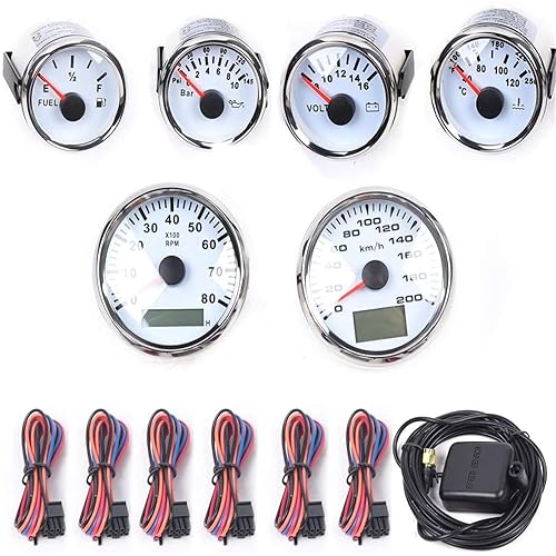Miniatura 7 de Kit universal de calibre 6, velocímetro eléctrico GPS para automóvil, barco, yate, odómetro digital LED, esfera blanca, aguja roja, iluminación LED,