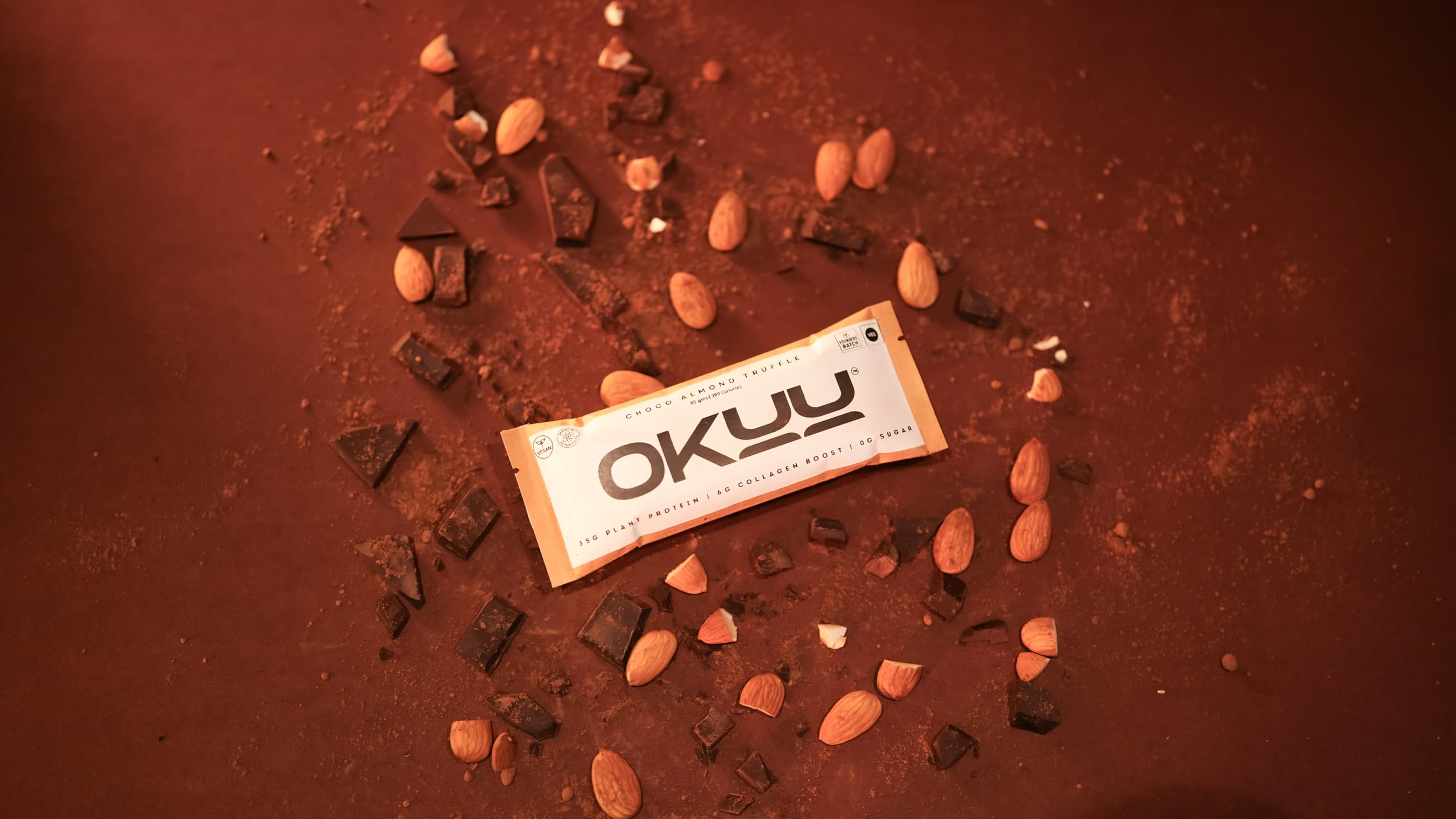 OKUU Choco Almond Truffle Plant Protein Bar | Founder Batch 35G | 5G Engineered Space Grade Nutrition | Keto Friendly Vegan High Protein Snack | Collagen Boost | Pack of 30 — Amazon image 7