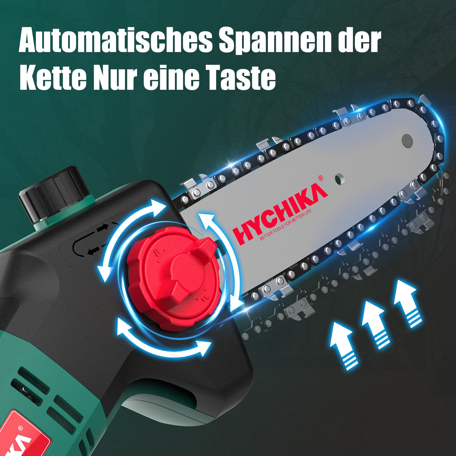 HYCHIKA Hochentaster Elektrisch, 750W Teleskop Kettensäge, Elektrische Hochentastungssäge, 162-220 CM Teleskopstange, 11 m/s Kettengeschwindigkeit, für Müheloses Schneiden und Beschneiden von Ästen