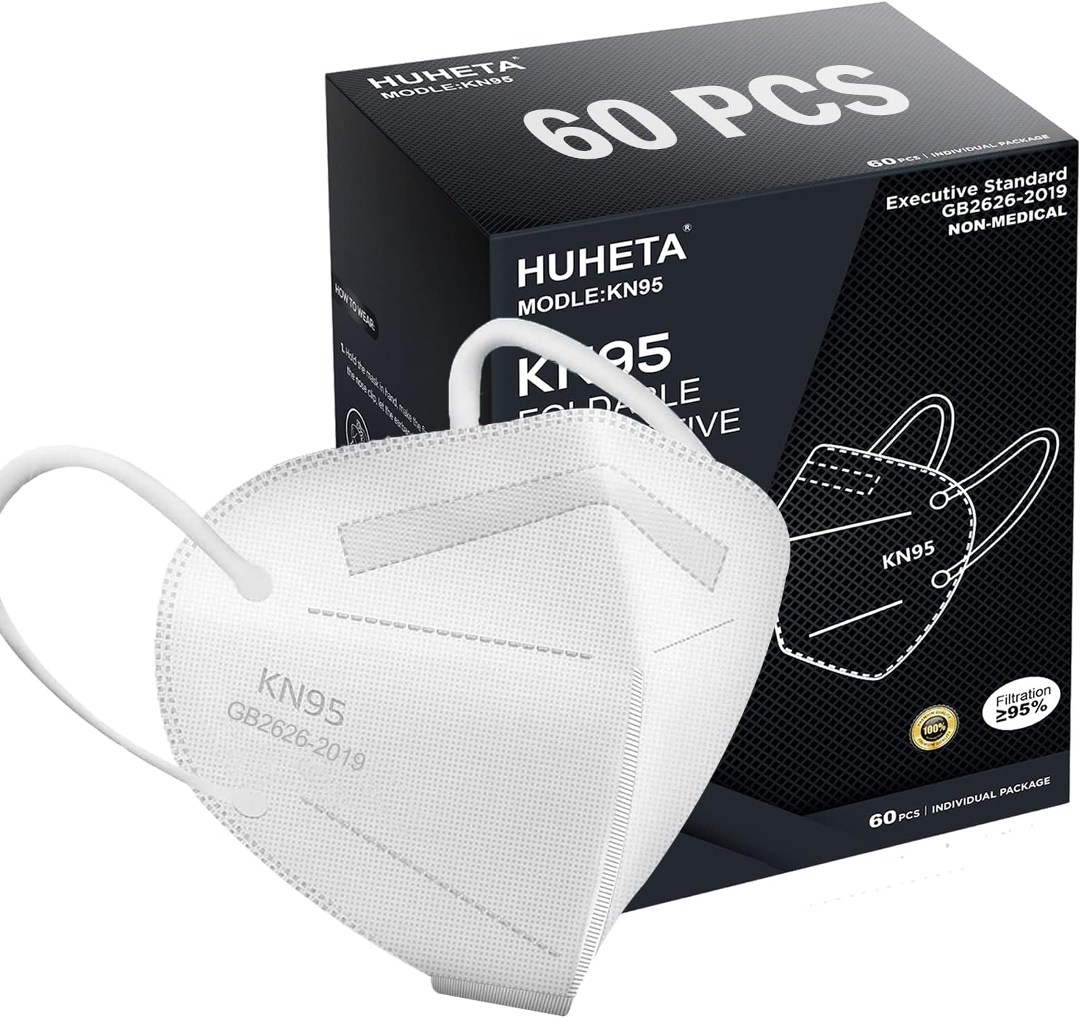 KN95 Face Mask 60 Pack White