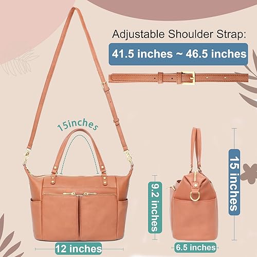Miniatura 8 de MOMINSIDE Mochila para pañales, bolsa de pañales pequeña, mochila de cuero para mamá y papá, bolsa de viaje grande para bebés de 15 pulgadas, 4
