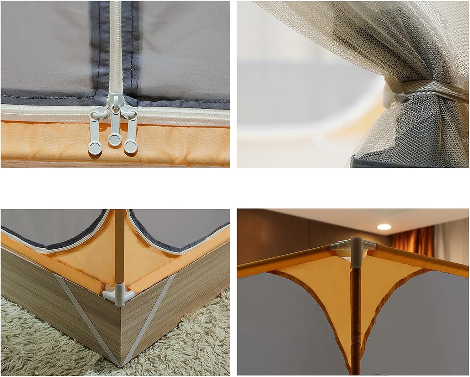 Mosquito Net Bed Canopy 360° Anti-Mosquito Tent 3 Side Door Camping Anti-Fall Bed 100% Polyester Curtain Netting Bedding Easy Installation (Color : Pink, Size : 2.0 * 2.2M)