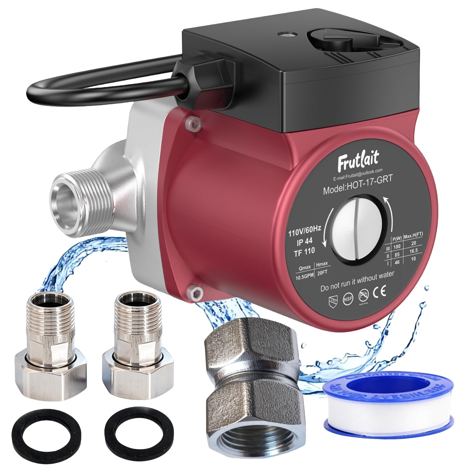 Pompa a ricircolo dell'acqua calda per scaldabagno, Pompa di circolazione dell'acqua calda a 3 velocità, Pompa di circolazione dell'acqua calda da 110 V per casa, Pompa dell'acqua calda silenziosa con
