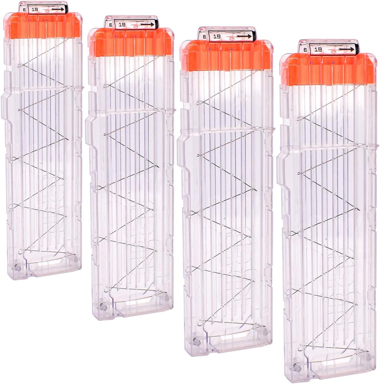 Soft Bullet Clips 18-Darts Quick Reload Clips Magazine Clips for Nerf Toy Dart Gun 4pcs (Transparent White)
