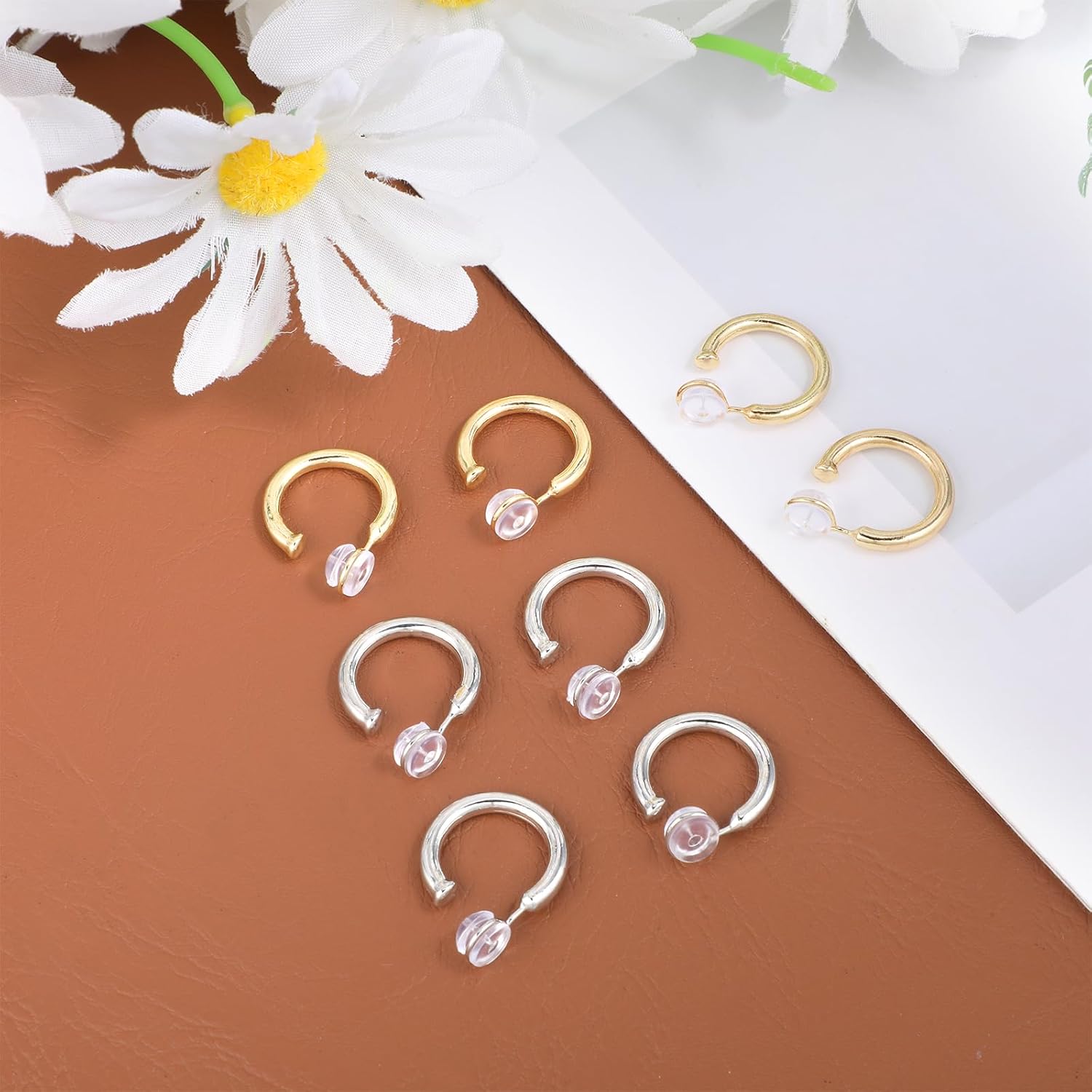 4 PCS Clip on Earrings Women Gold, Clip on Hoop Earrings for Women, Non Pierced Fake Earring for Ears, 20mm (1 Gold 1 Sliver) - Image 7