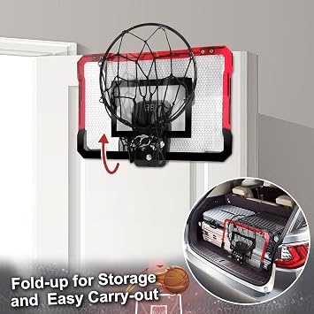 Yimore Mini Basketballkorb Indoor fürs Zimmer Basketballkorb Kinder Outdoor Basketball Korb mit Automatischer Wertung mit 4 Bällen Spielzeug Basketballkörbe Tür Set Jungen Geschenk