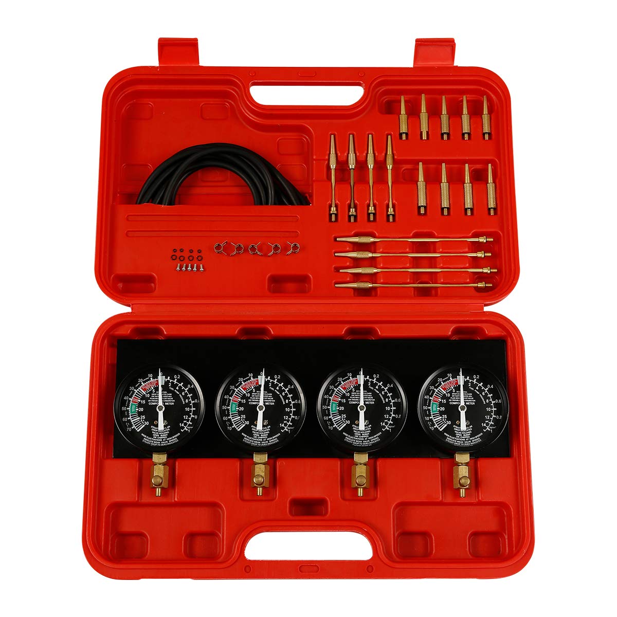 SLMOTO Universal Motorcycle Fuel Vacuum, Carburetor New Fuel Vacuum Carburetor Synchronizer Sync Gauge Fit for Yamaha Honda Motorcycle Red