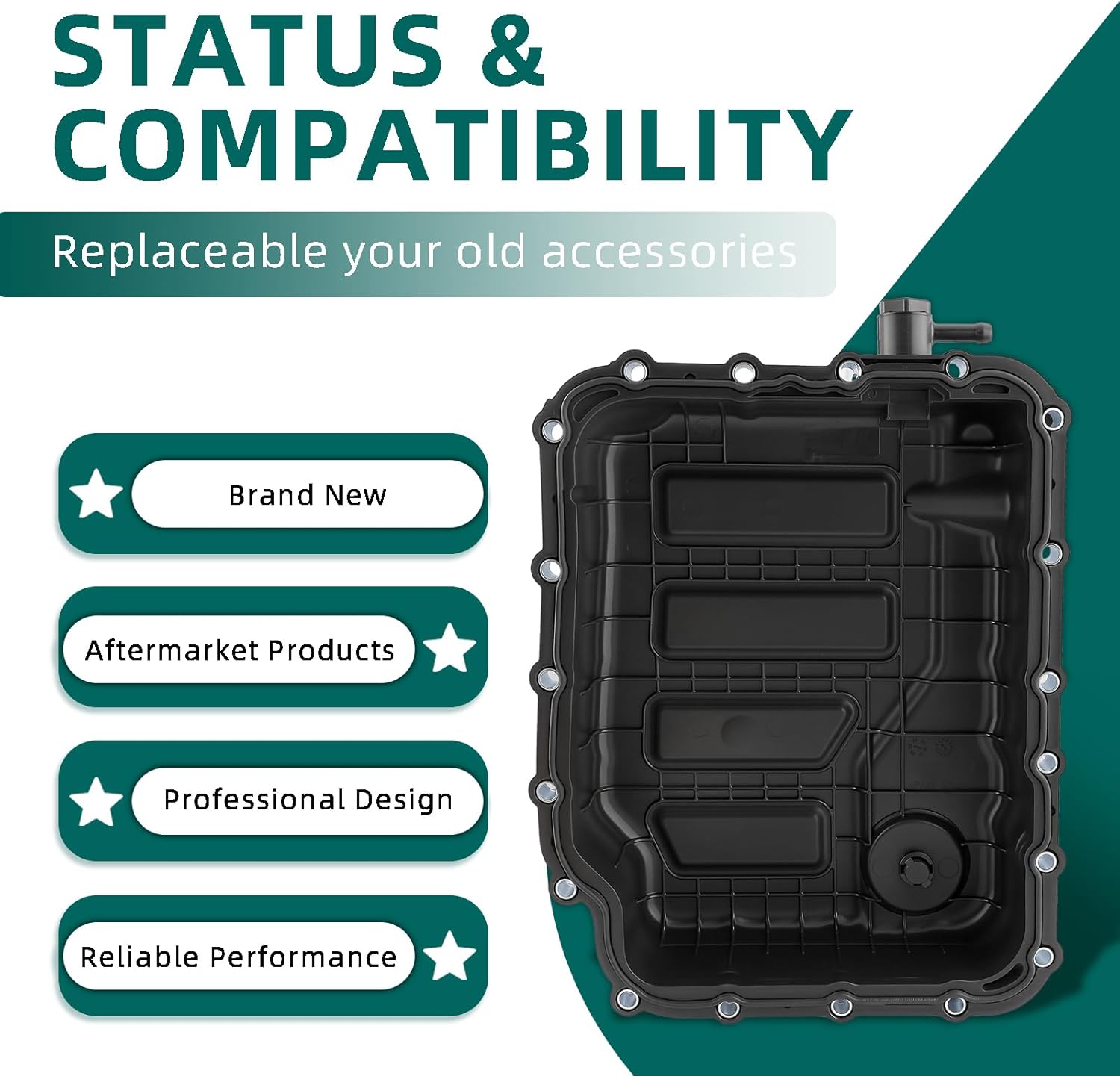 AUTOKAY 68192621AA Transmission Pan Valve Body Cover Replacement for Jep Compass Patriot 2014-2017 for Dodge Dart 2013-2016 Black