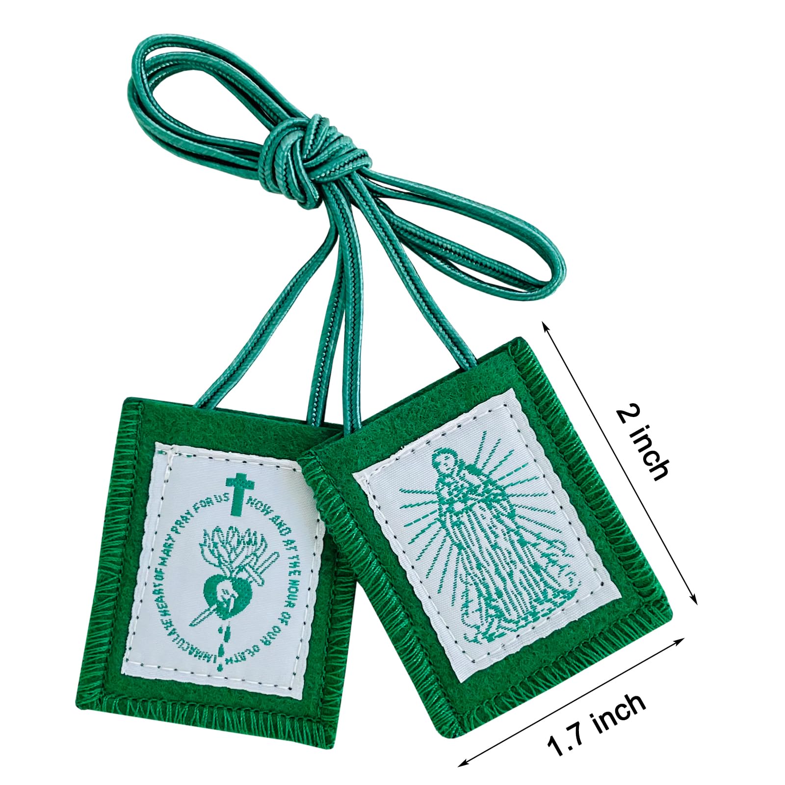 Scapulars Catholic, 3 Pack Green Scapular Of Immaculate Heart of Mary Green, Escapularios Catolicos Scapular Catholics Necklaces Religious Gift, Mexican Decor Religious Statues Wall Cross