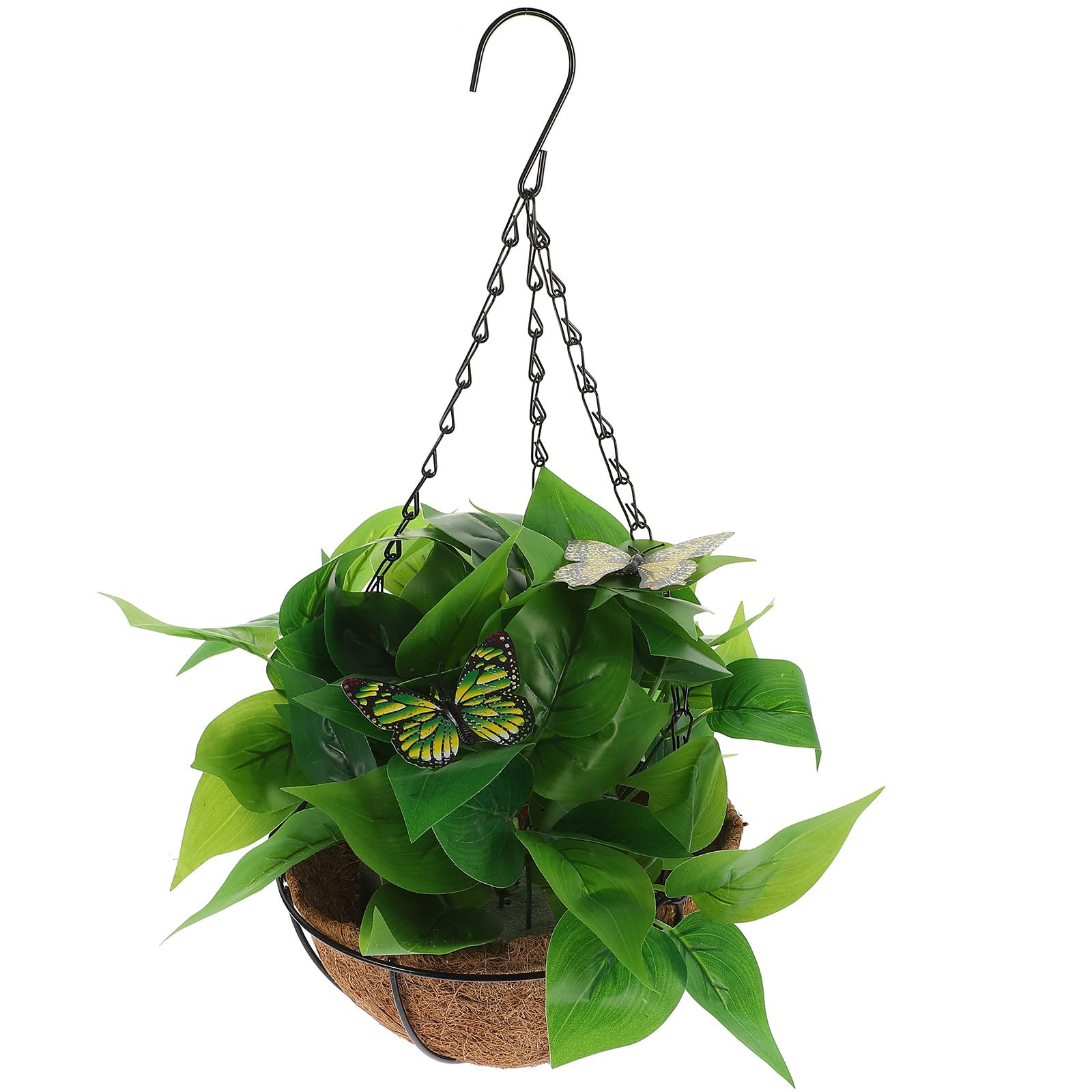 Tofficu Epipremnum Aureum Artificiale Sospeso con Cesto in Fibra di Cocco, Pianta Finta Decorativa per Casa e Ufficio, Ornamento Vegetale per Interni, Piante Artificiali Sospese