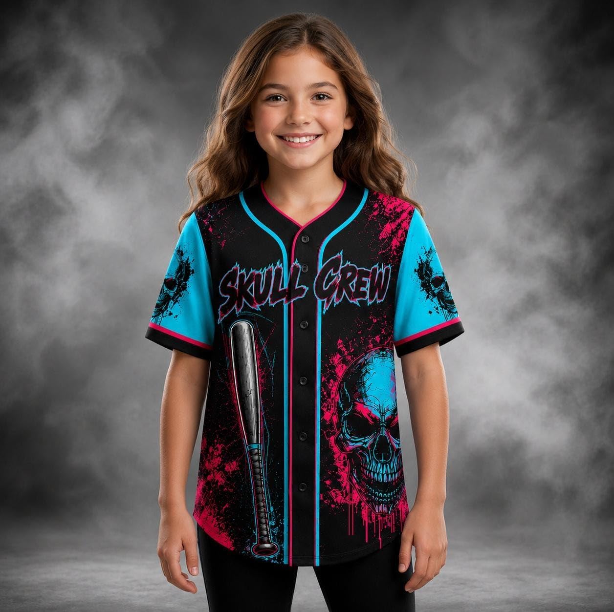 Custom Skull Halloween Baseball Jersey for Men Women, Pumpkin Ghost Shirt