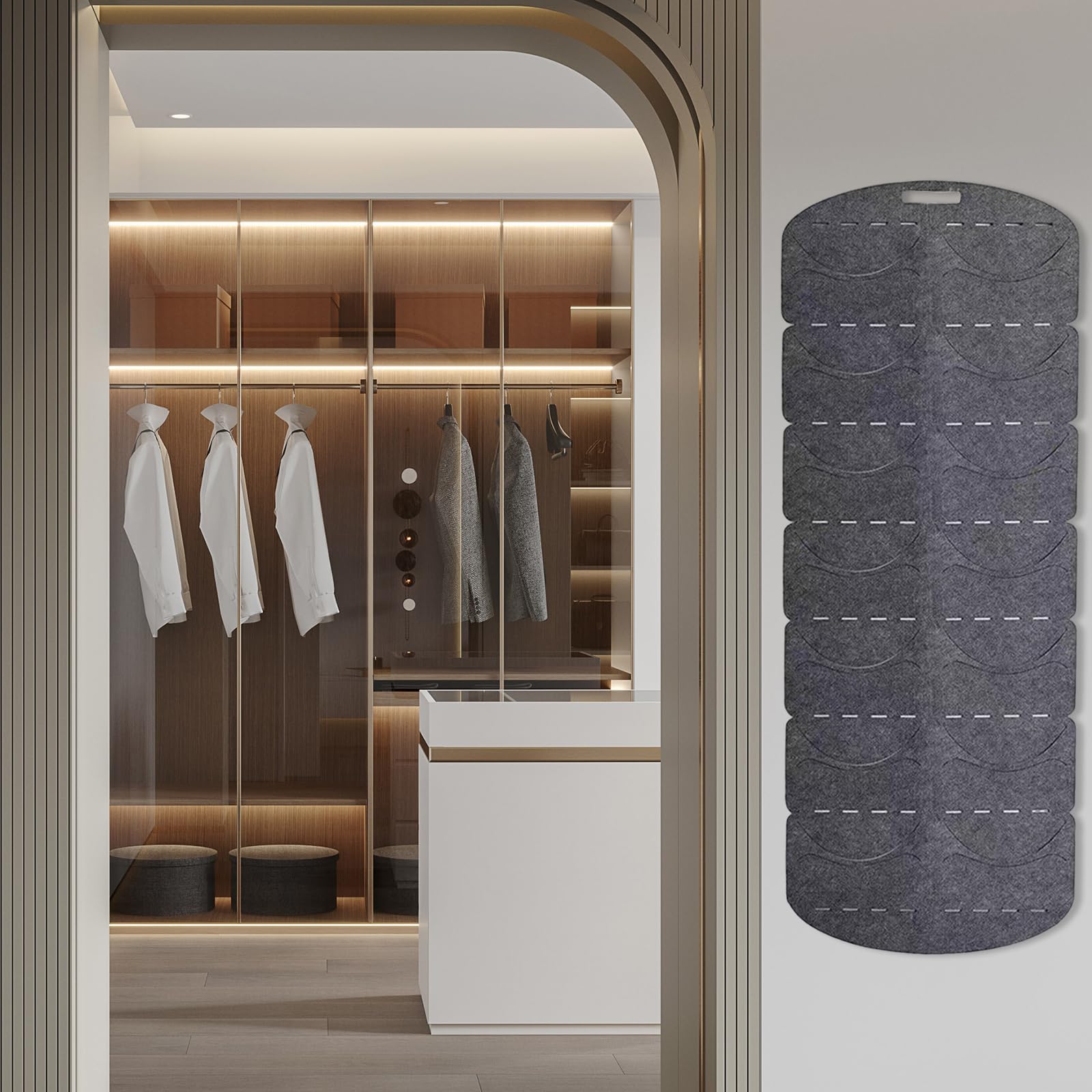 Étagère Porte Ou Murale Pour Casquettes - 21 Poches, En Feutre, Double Rangée (2 Pièces)