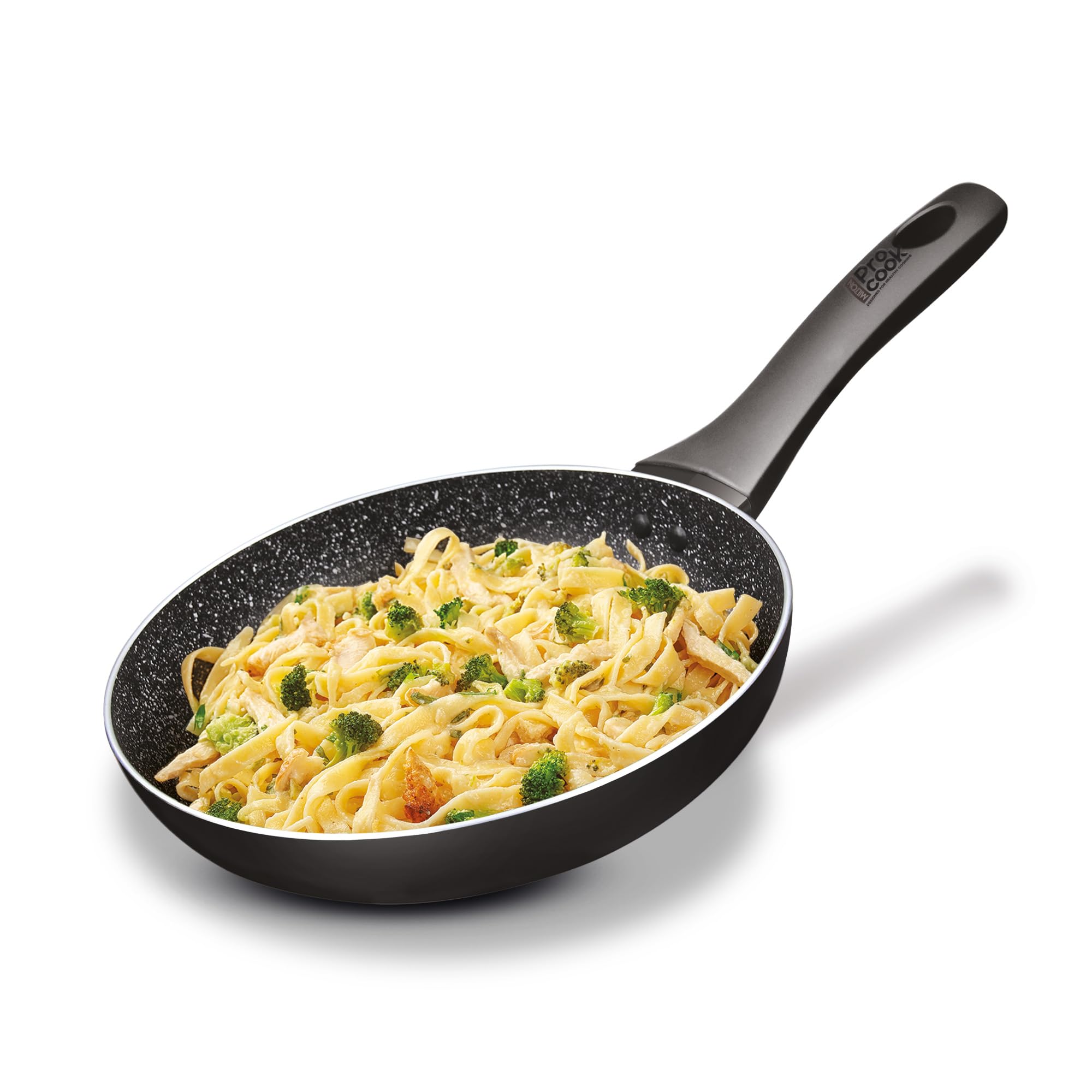 MILTON Pro cook Induction Cookware & Gas Stove Friendly Granito Fry Pan | 20 cm Frying Pan for Stir Fry | Omelette Egg Pan | Sauté & Fish Fry | Non-Stick Cookware | 2 Years Warranty | Black