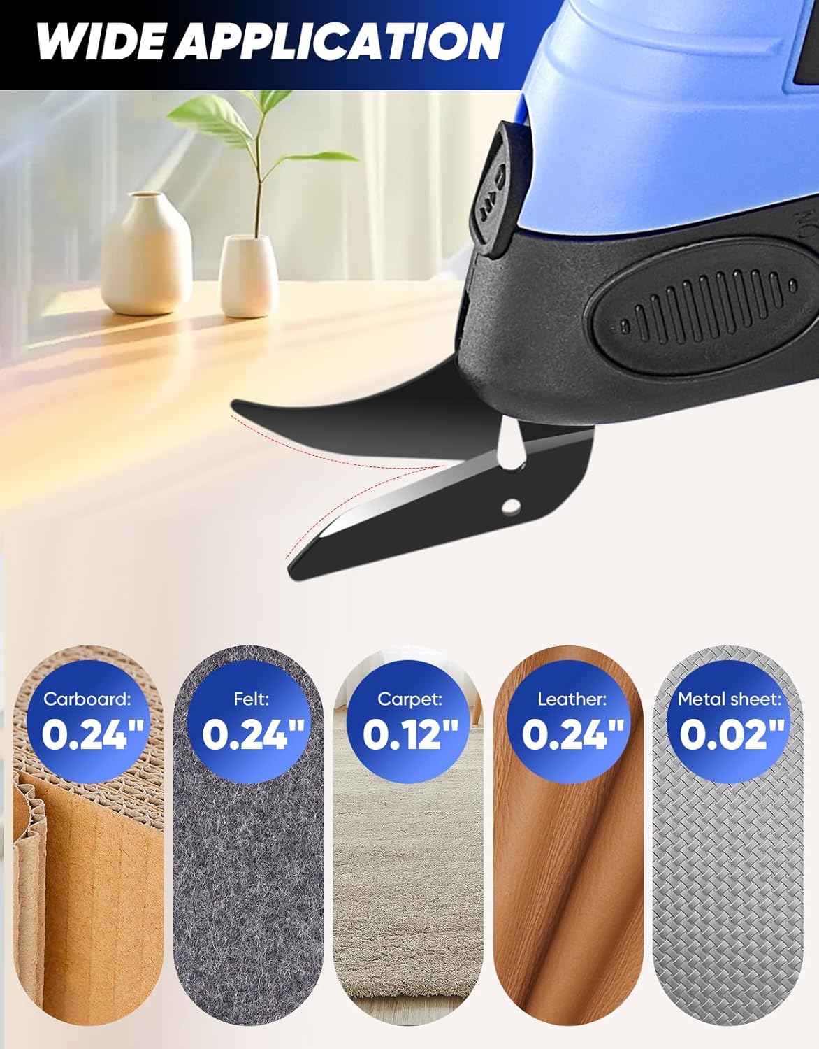 Cordless Electric Scissors, Fabric Scissors, Powerful Pinking Shears, Rechargeable Cardboard Cutter (Blue-Box(1 Tungsten Steel Blade))