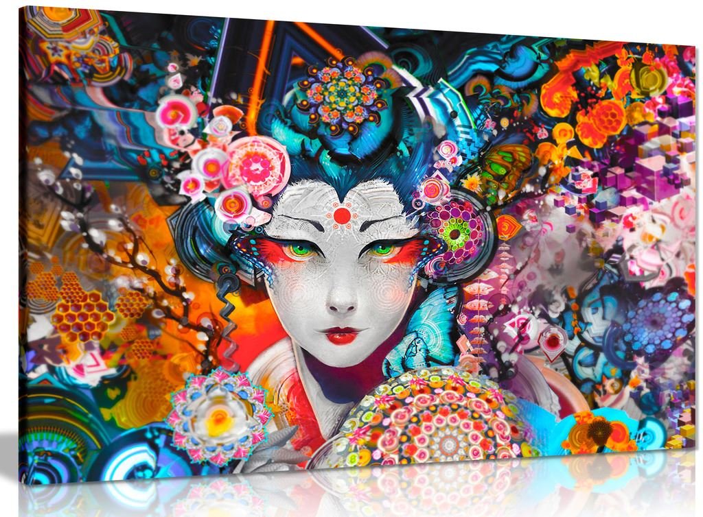 Panther Print Psychedelic Trippy Art Canvas Wall Art Picture Print (30X20in)
