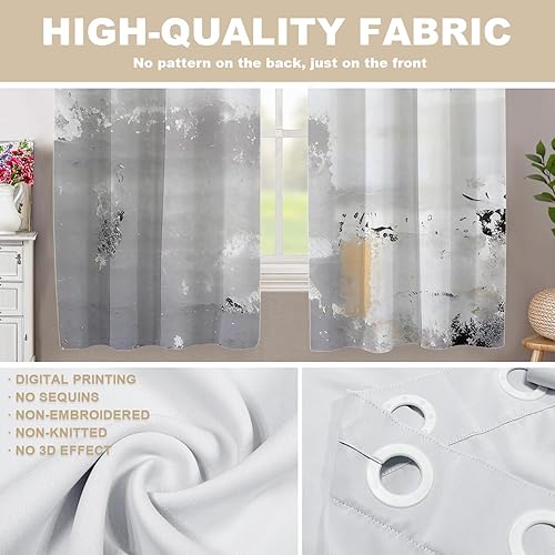 Miniatura 664 de Cenefas de cocina modernas con patrón de cobre marrón dorado para ventanas, cenefas opacas abstractas de marcas de arañazos y cortinas opacas