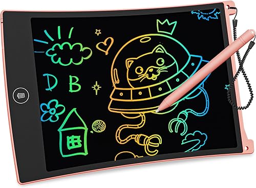 bravokids Tableta de escritura LCD con cordón, tablero de dibujo colorido de 8.5 pulgadas para niños, juegos de viaje, juguetes de aprendizaje,