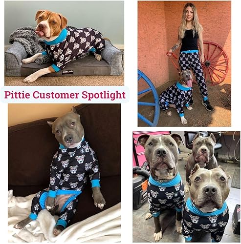 Miniatura 3 de Pittie Clothing - Pijama Pit Bull para perro, mameluco de cobertura completa para Pitbull pijamas para perros, pijamas para perros, ropa de pitbull