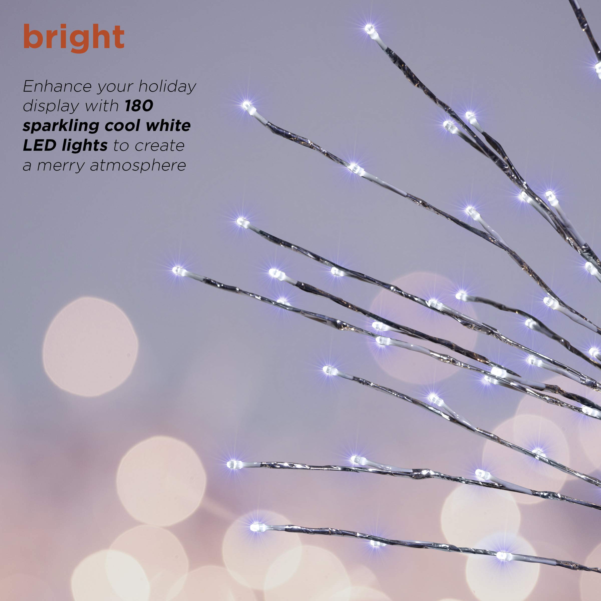 Alpine Corporation BYS144WT Cool White LED Lights Alpine Festive Silver Christmas Tree