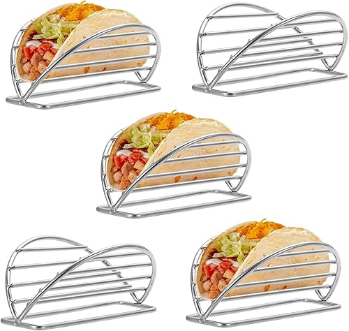 BSTKEY Juego de 5 soportes para tacos, soporte de tacos de acero inoxidable, soporte para tacos de carcasa suave o dura para barra de tacos,