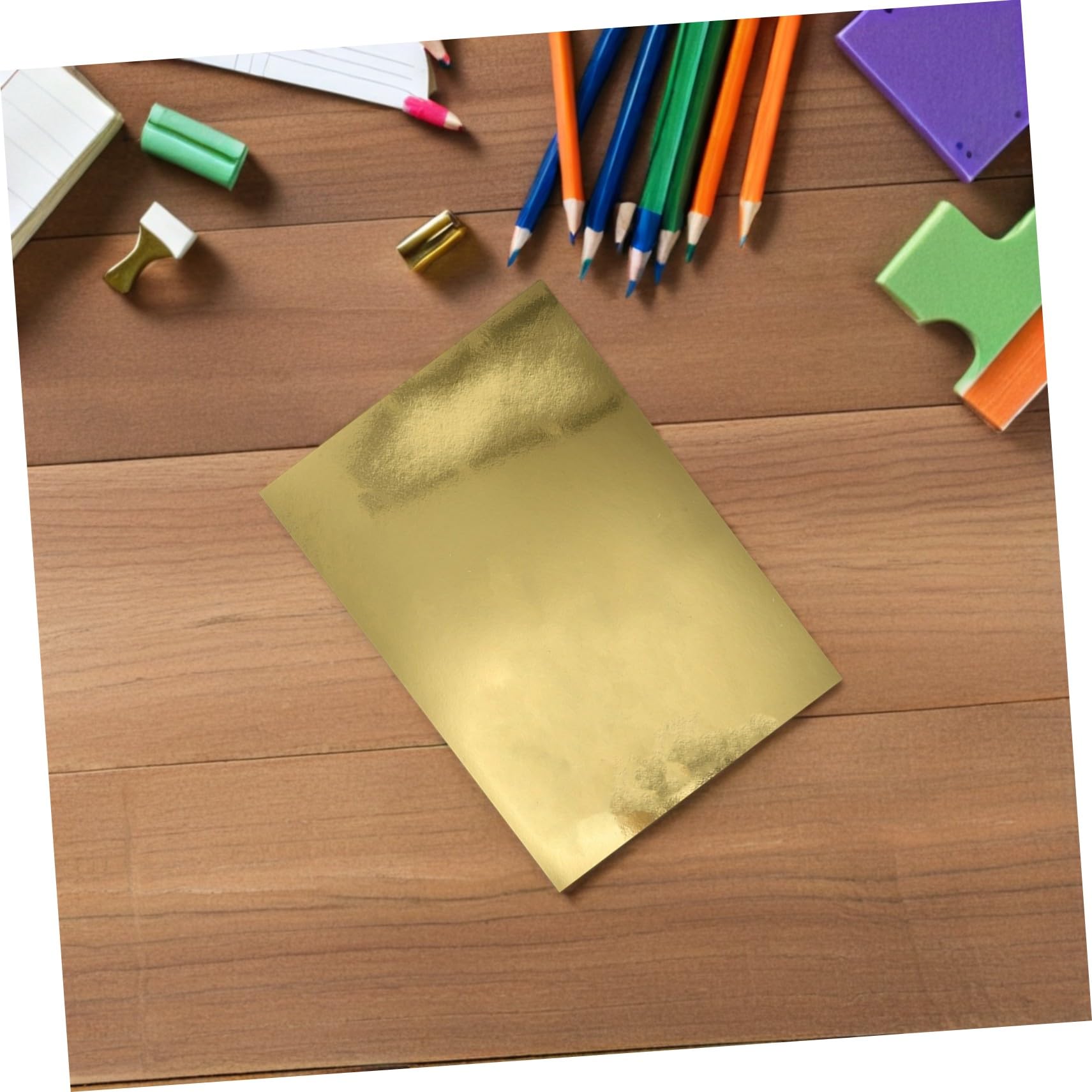 Cartoncino Metallizzato a Specchio Oro A4 70 Pezzi per Scrapbooking | Finitura Lucida, Trama , Facile da Piegare, Formato Pratico per Pittura e Lavori Creativi