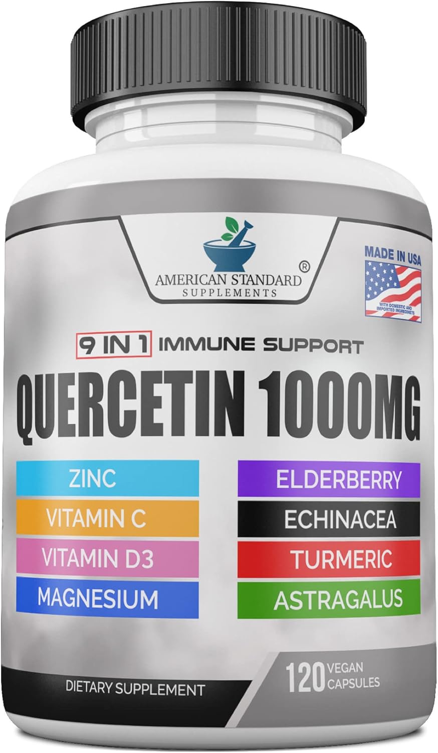 Quercetin 1000mg, Zinc 30mg, Vitamin C 750mg, Vitamin D