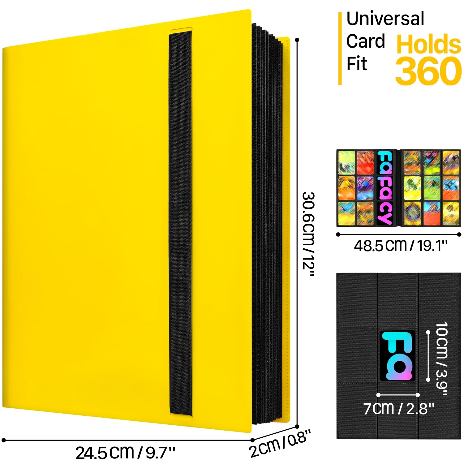 Raccoglitore per carte collezionabili con 9 pagine, raccoglitore per carte da hockey sportivo, raccoglitore per carte da baseball a caricamento laterale, con maniche, 20 fogli, 360 cartine, per