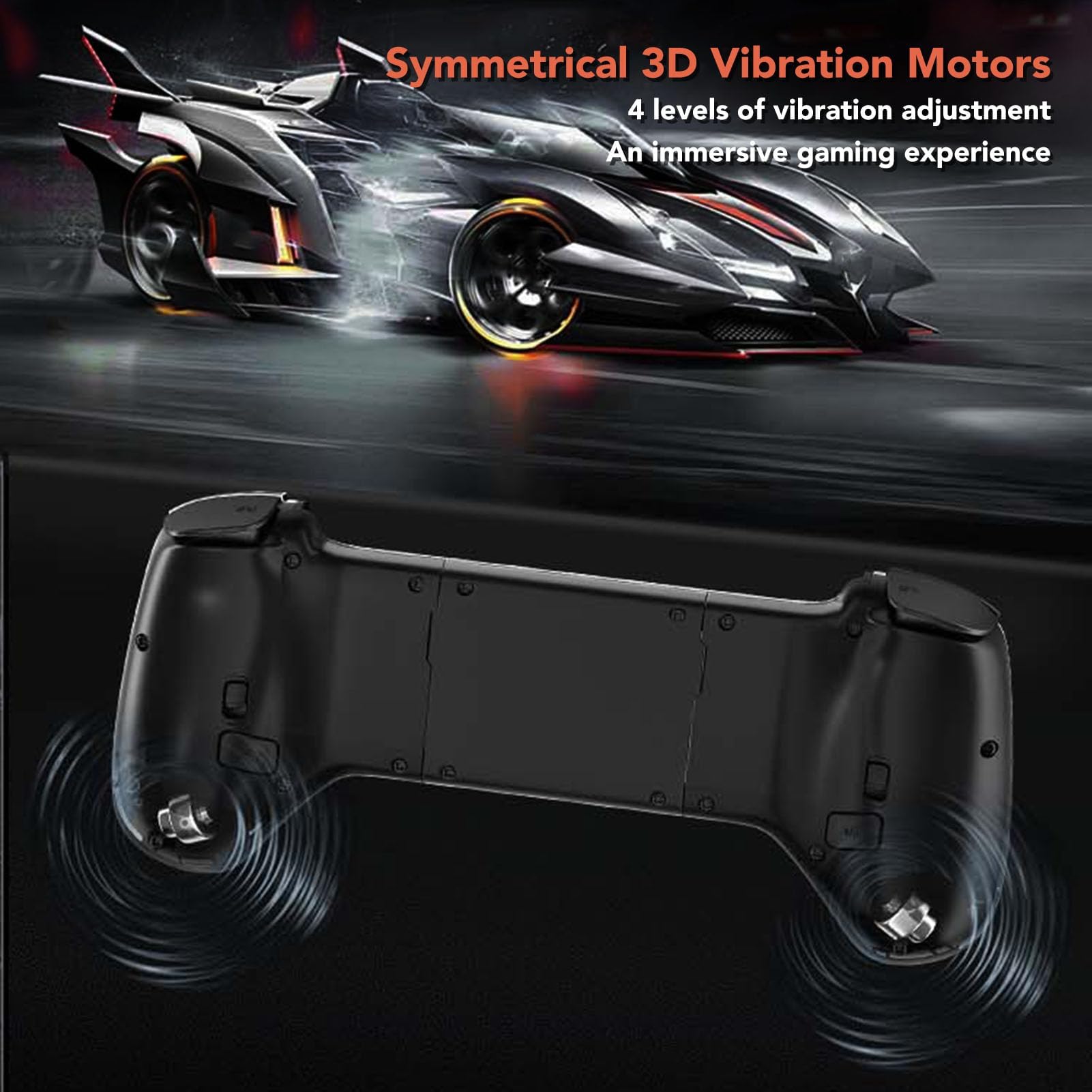 Dpofirs Controller di Gioco Mobile, Joystick Gamepad Cordless per IOS, PC, Tablet da 8 Pollici Estensibile 136-215 Mm, Controllo a 360°, Regolazione delle Vibrazioni