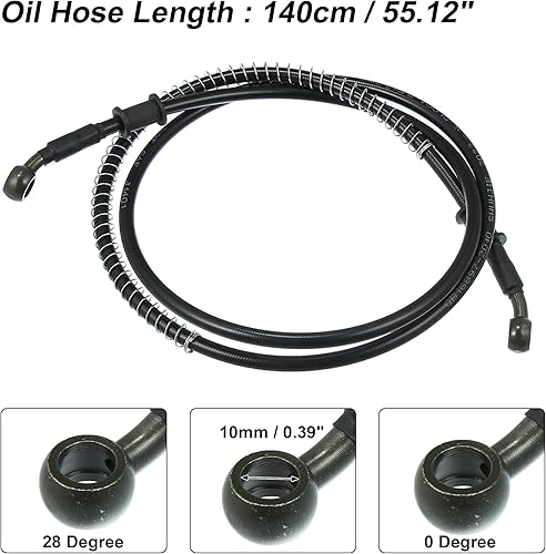Miniatura 4 de Motoforti 55.1 in 55.12 "0.394 in 28 grados motocicleta trenzada embrague aceite mangueras tubería embrague acelerador gas tubo tubo combustible