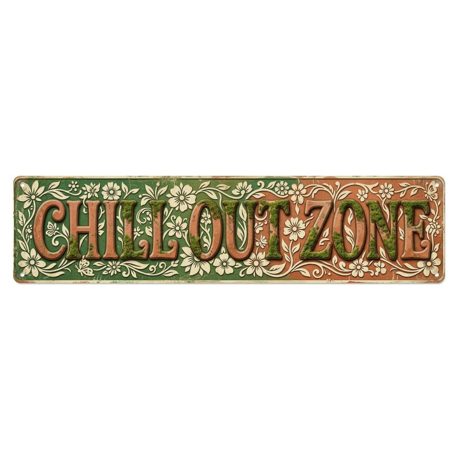 Chill Out Zone Retro Garden Metal Tin Skinny Sign Plaque Wall Decor for Cafe, Club Bar, Office, Home Garden Metal Poster 4x16Inch