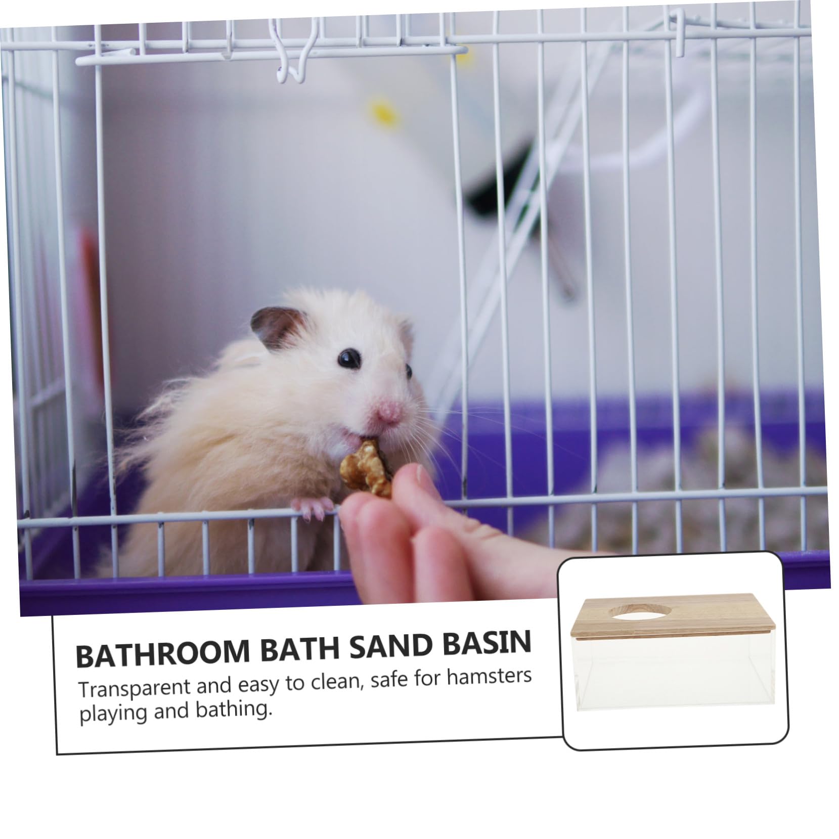 NOLITOY Hamsterbadewanne aus Acryl und Holz Transparente mit Glatter Oberfläche Sicheres Sandbad für Hamster und Meerschweinchen im Heim und Zoofachhandelsbereich