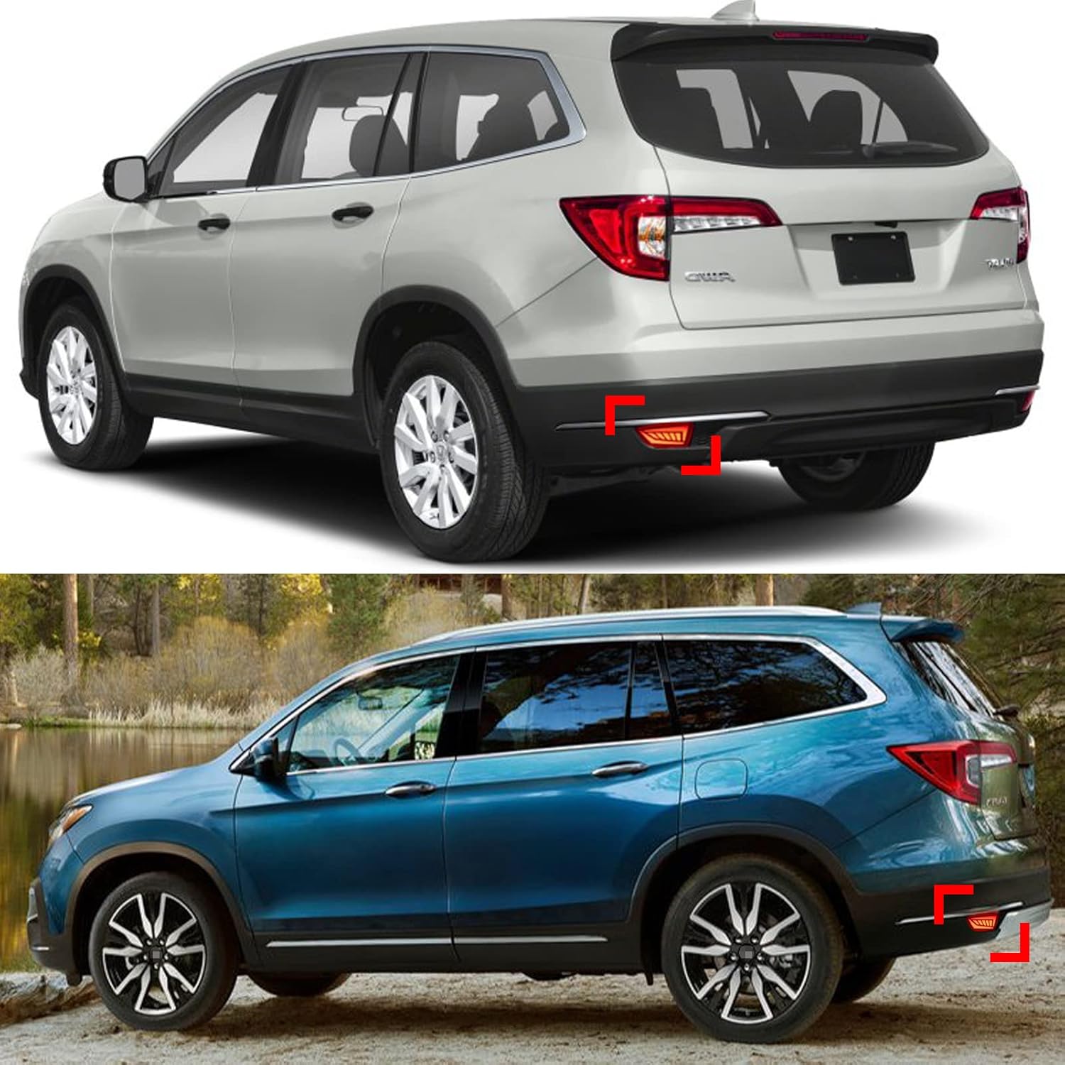60% Off Discount PGTOPONE Red LED Rear Bumper Reflectors Fog Brake Tail Light Lamps Compatible with Honda Pilot 2019 2020 2021 2022 EX EX-L Touring Accessories New Product PGTOPONE Red LED Rear Bumper Reflectors Fog Brake Tail Light Lamps Compatible with Honda Pilot 2019 2020 2021 2022 EX EX-L Touring Accessories