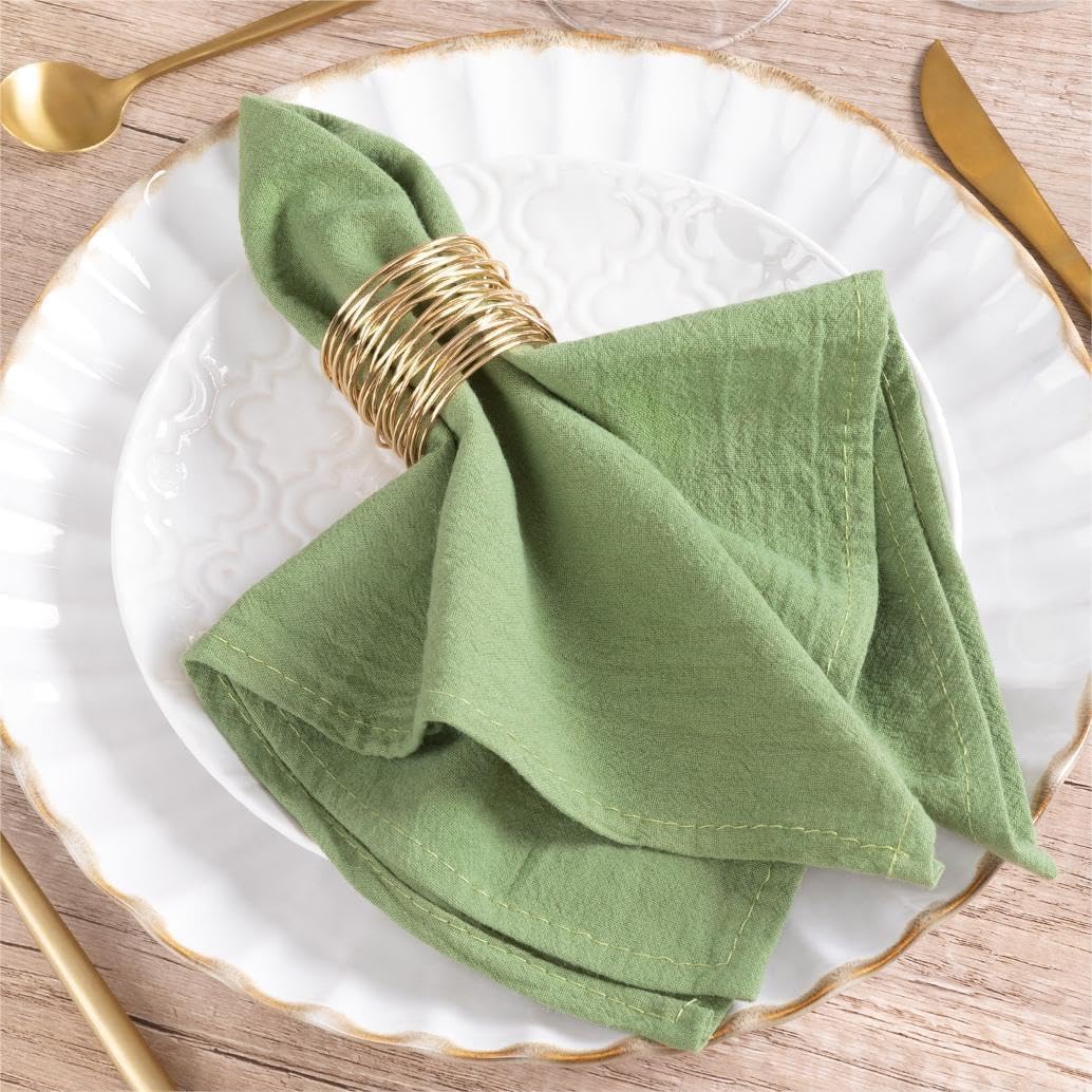 MLMW Sage Green Cloth Napkins Set of 6 Summer Linen Dinner Table Napkins Cloth Bulk Washable Cotton 16