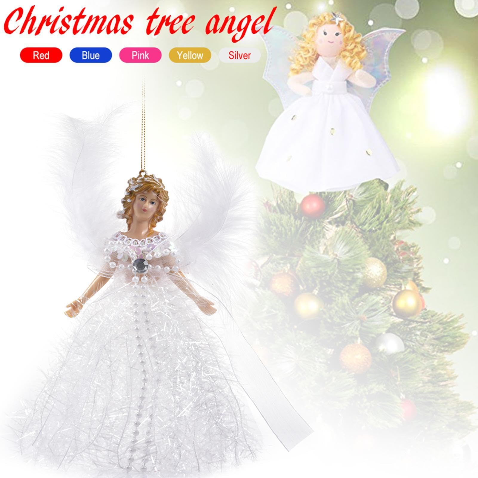 Kerstboom-topper, 30 cm, Engel, Top voor Kerstboom, Kleurrijk, Kerstversiering, Kerst Decoratie, Met Veervleugels, Engel voor Kerstboompiek voor Bar en Kerstfeest