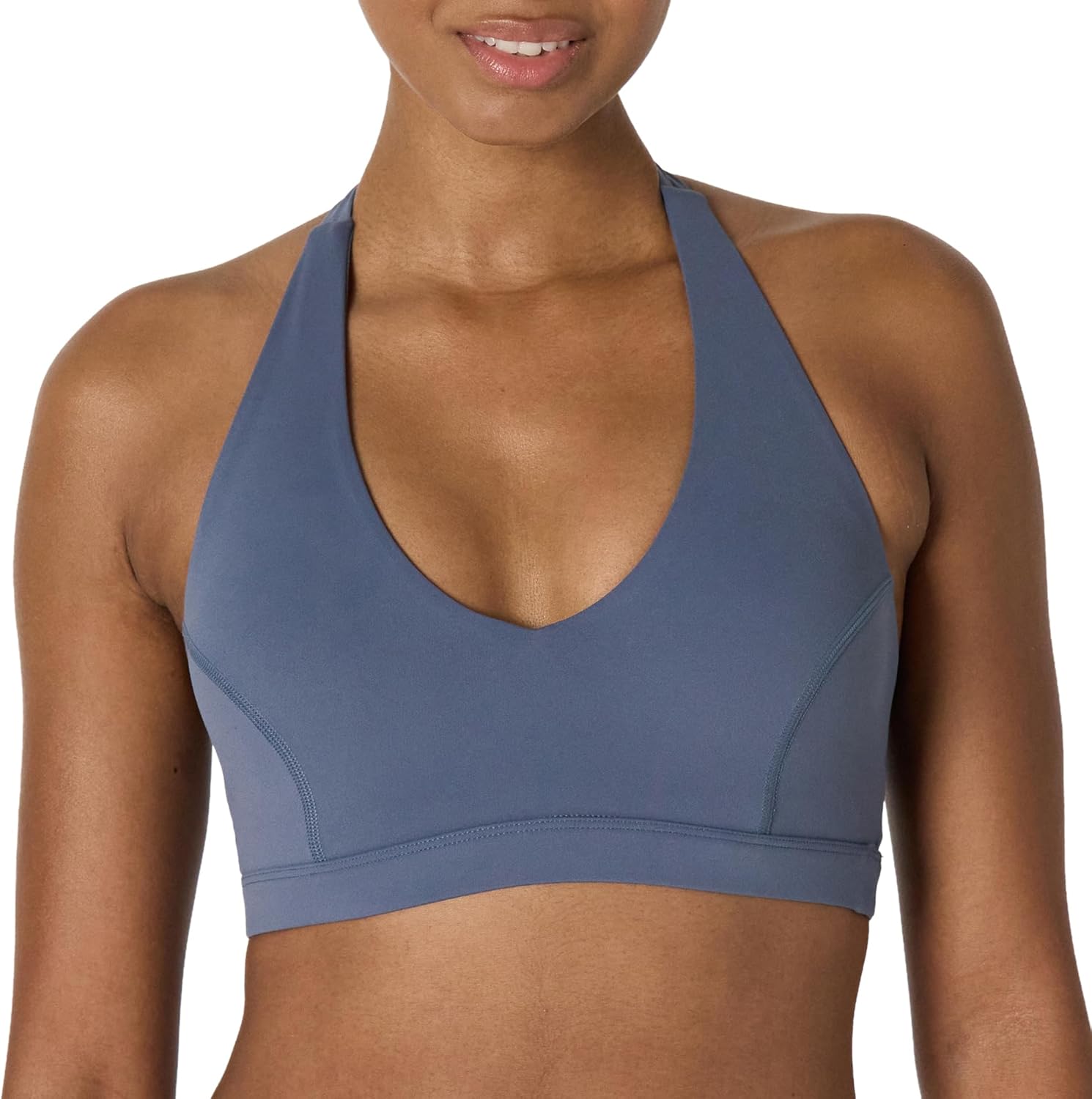 Amazon Essentials Womens Active FormFlex Buttery Soft Light Support Halter V-Neck Sports Bra